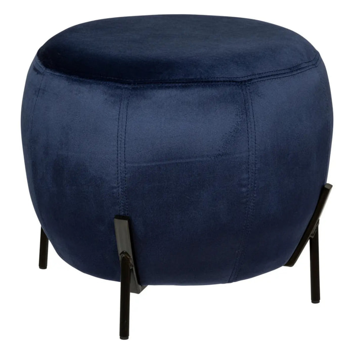 Pouf "Calabaza" en velours D44cm bleu