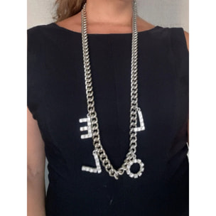 Collar largo LOVE en cristal Sw cristal y plata 10µ