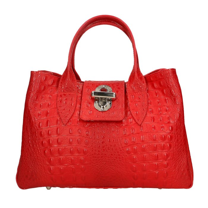 Borsa a mano da donna - Modello Ascoli - Pelle stampata cocco - 35.0 x 25.0 x 15.0 cm