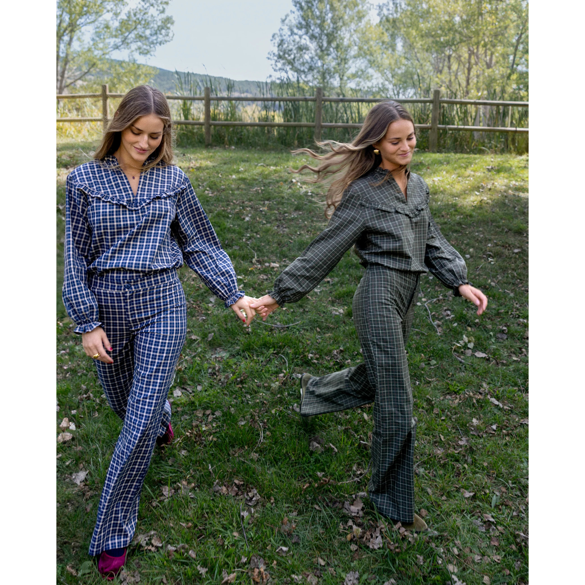 Pantalón recto de cuadros