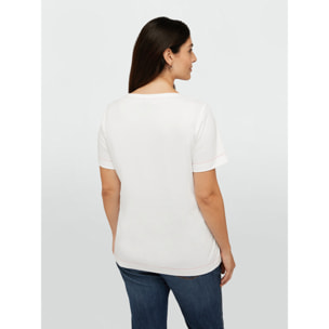 Fiorella Rubino - Camiseta con texto bordado de cristales - Blanco