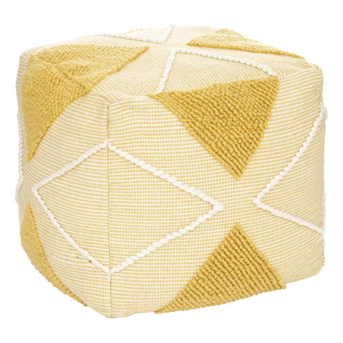 Pouf "Row" - coton recyclé - jaune ocre