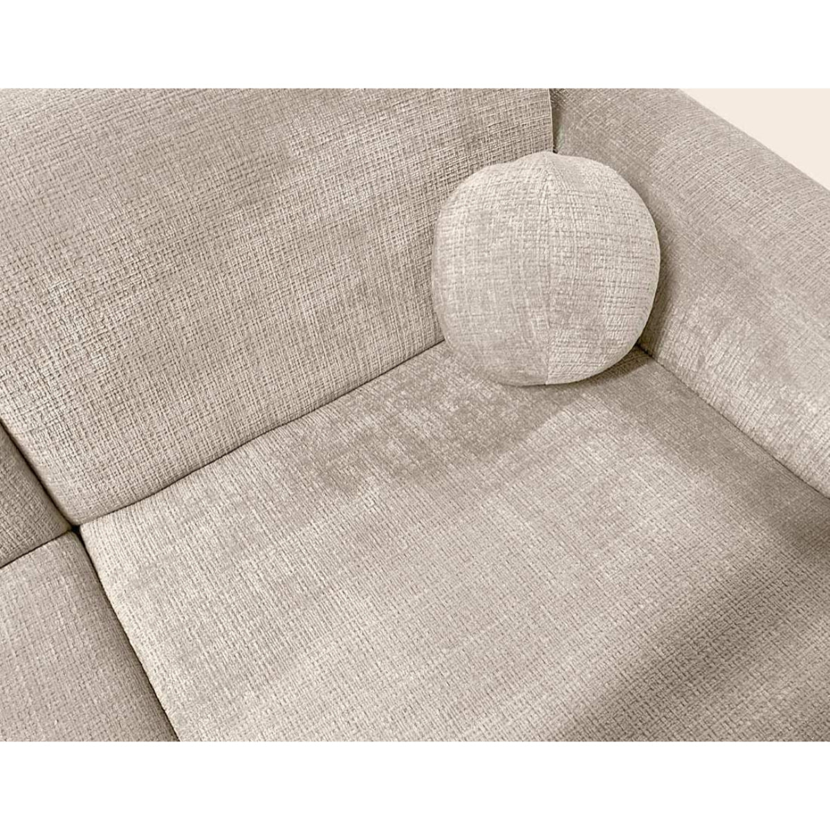 Louise - Canapé d'angle droit 4 places en velours texturé - Beige