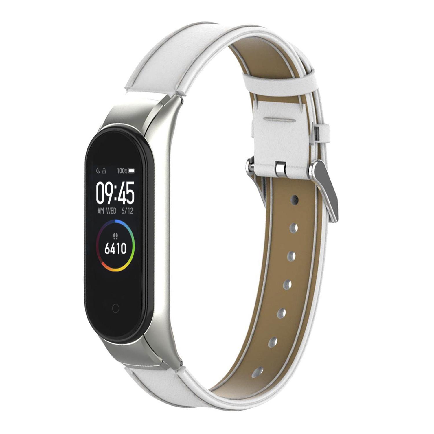 Cinturino in vera pelle con cassa in metallo compatibile con Xiaomi Band M3 e M4