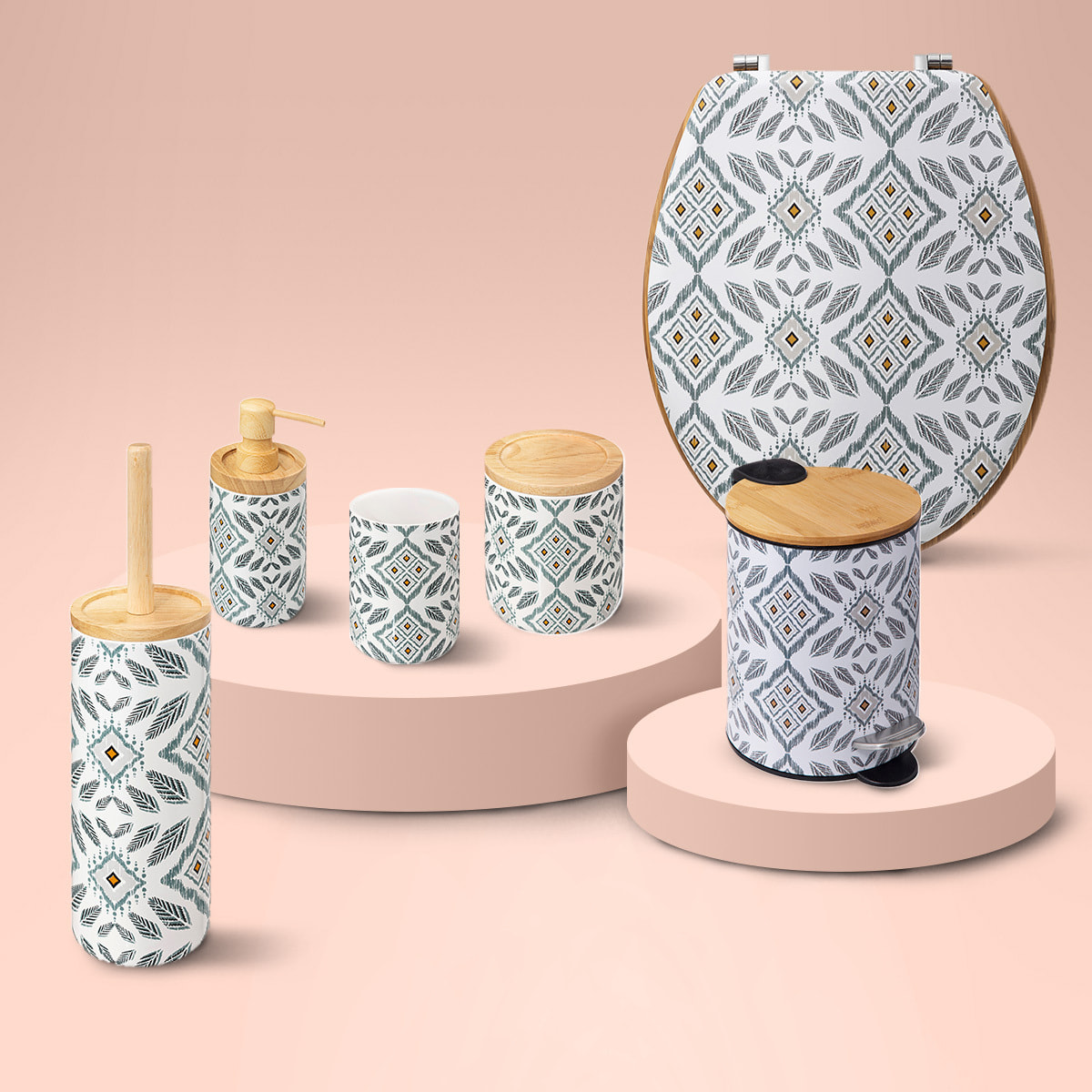 Brosse WC blanc et gris "Hapache"