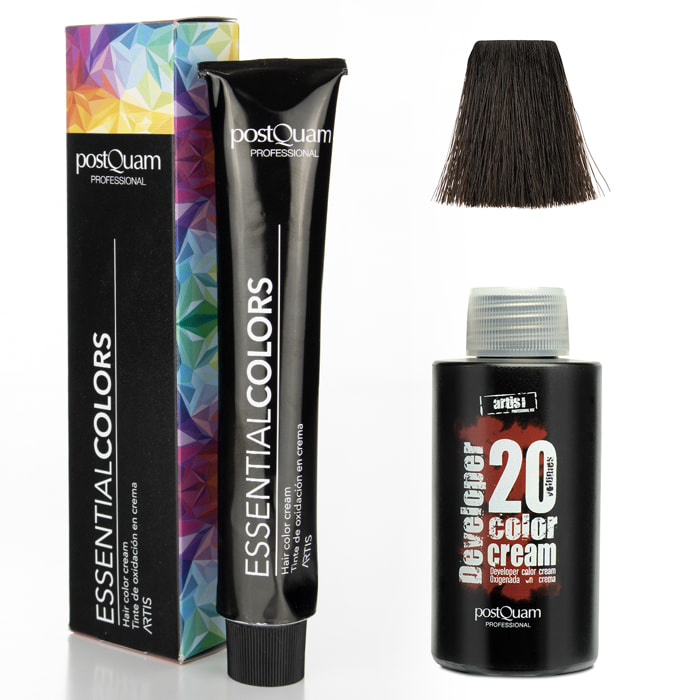 Tinta Essenziale Per Capelli NÃƒÂ‚Ã‚Âº3 - Marrone Scuro / 60 Ml. + Colore Sviluppatore Crema / 20 Vol.