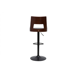 Tabouret de bar réglable vintage pivotants 360° noir et bois foncé GARBO