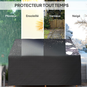Housse de protection mobilier de jardin bâche étanche 140L x 84l x 56/94H cm oxford haute densité 600D noir