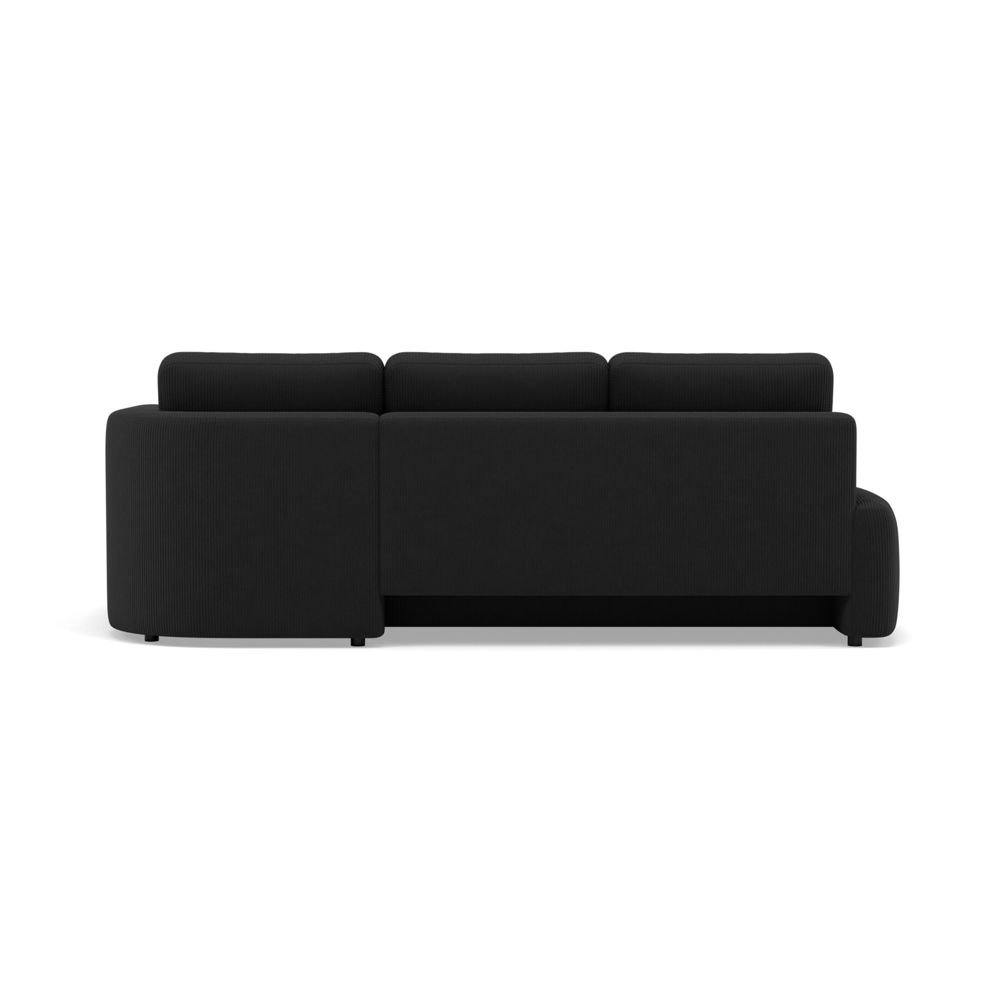 Mahina - canapé d'angle droit 4 places convertible avec coffre en velours côtelé - Noir