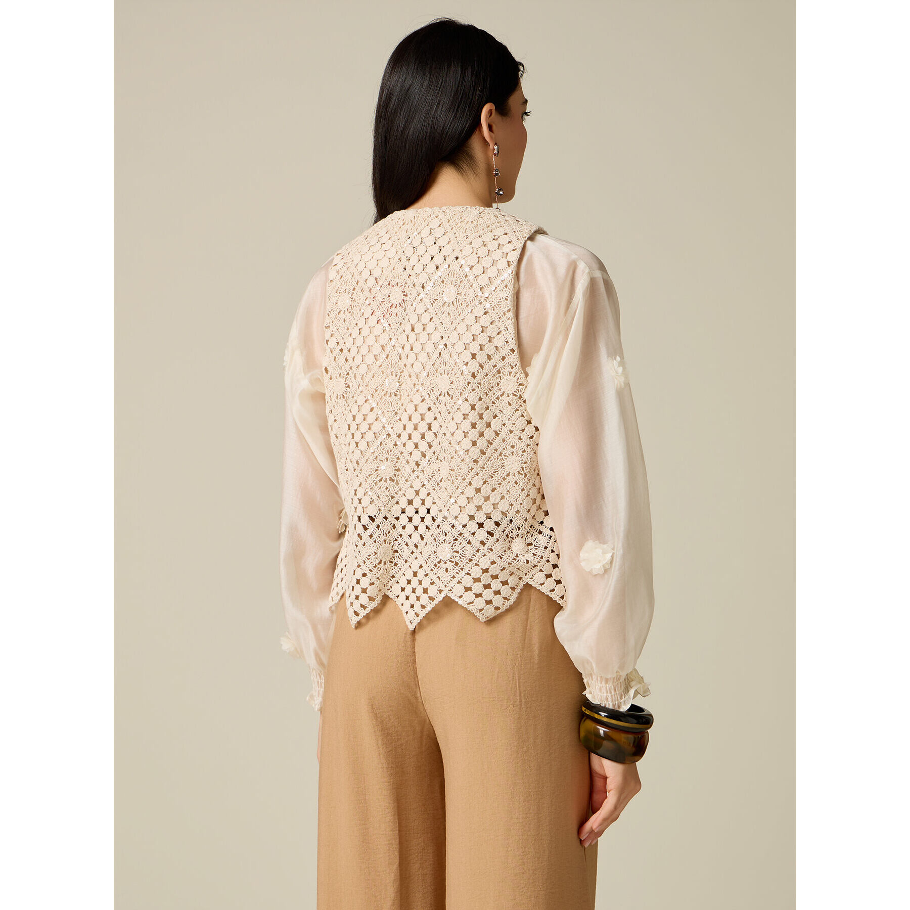 Oltre - Chaleco de encaje macramé - Blanco