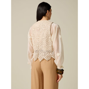 Oltre - Chaleco de encaje macramé - Blanco