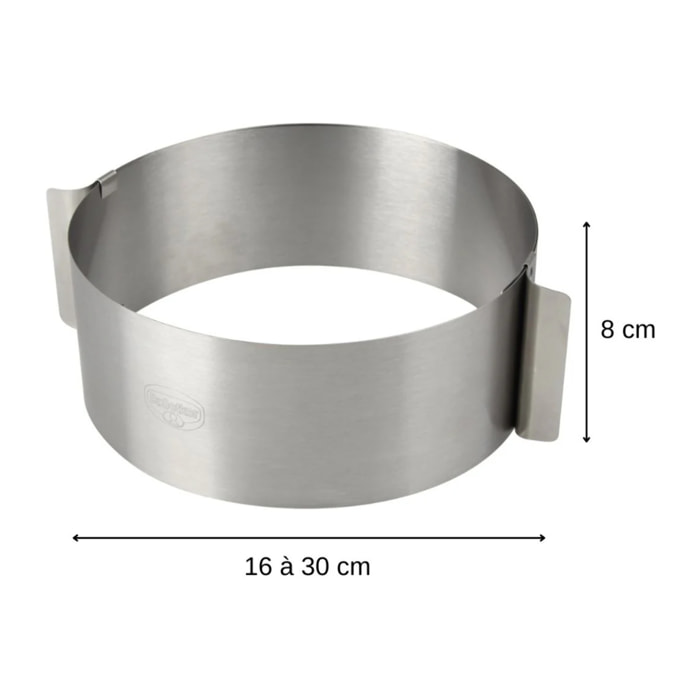 Cercle à pâtisserie en acier inoxydable extensible de 16 à 30 cm Dr. Oetker Varino