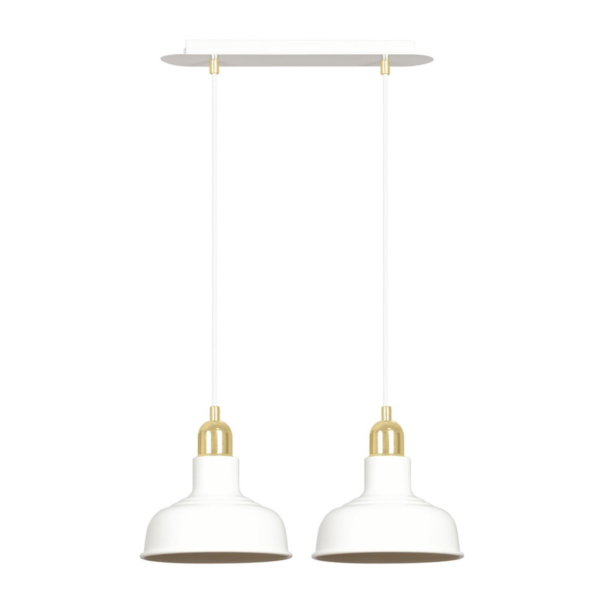 Lampada a sospensione Ibor in acciaio bianco e oro
