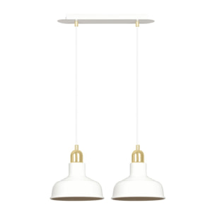 Lampada a sospensione Ibor in acciaio bianco e oro