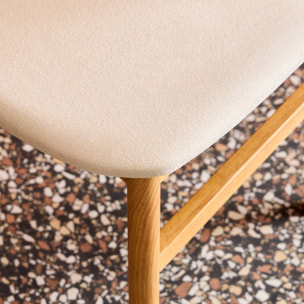 Chaise vintage bois d'hévéa et tissu (lot de 2) OLYMPIE