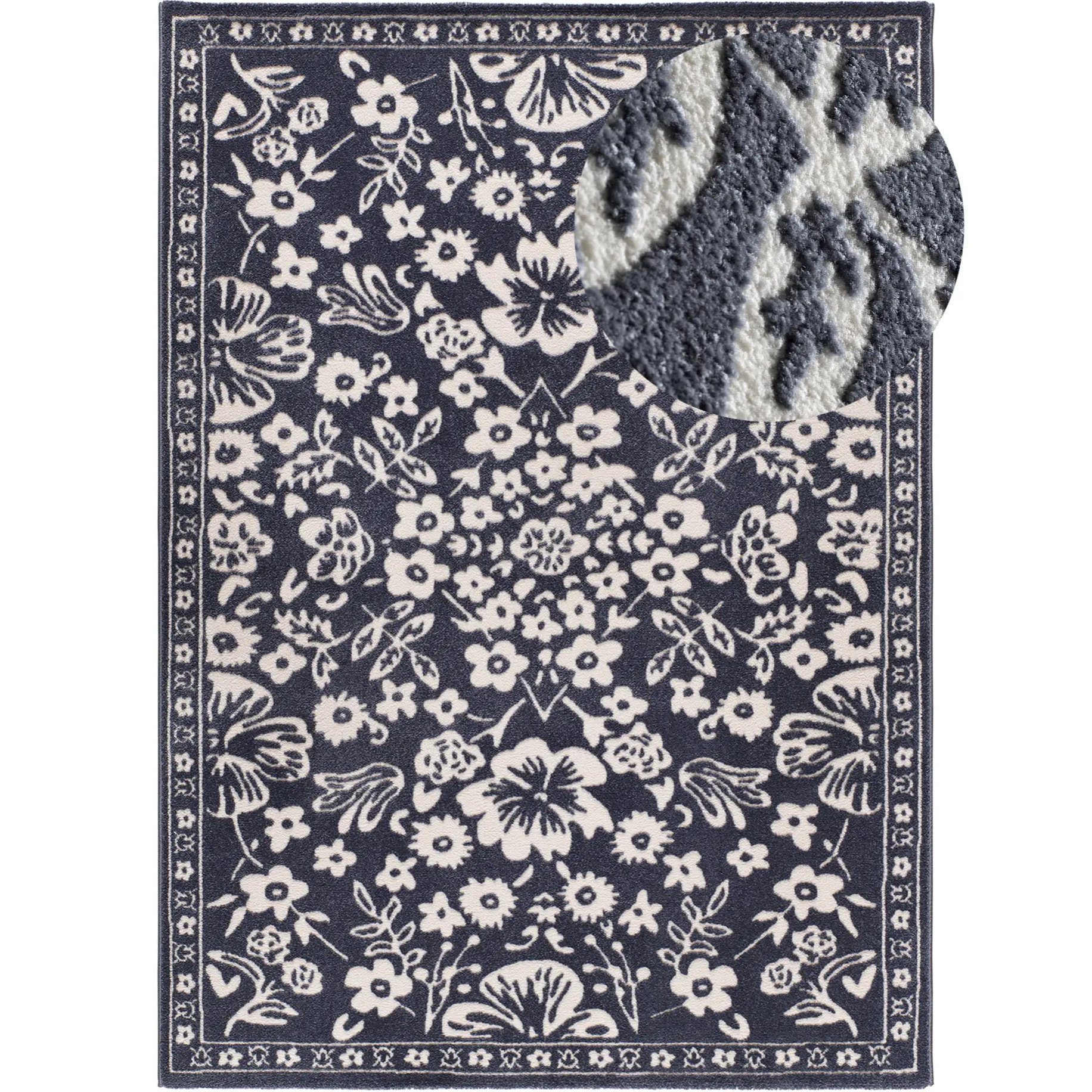 AMARA Alfombra clásica con relieve Azul, varias medidas disponibles.