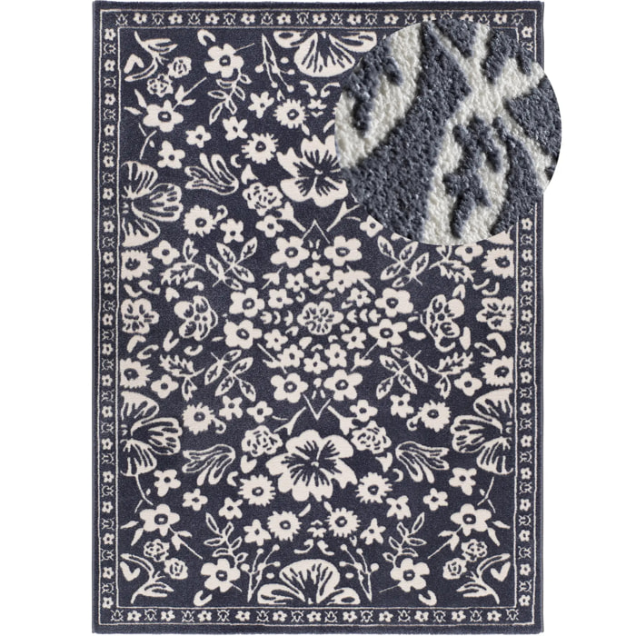AMARA Alfombra clásica con relieve Azul, varias medidas disponibles.
