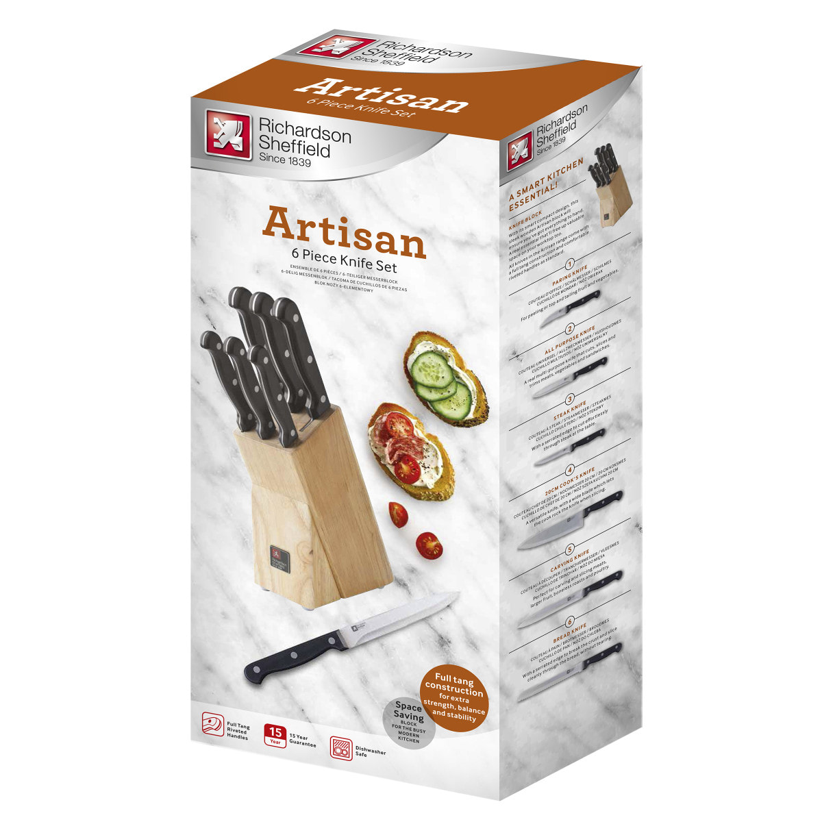 Artisan - Bloc 6 couteaux de cuisine