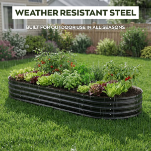 Niwa - Letto per Orto rialzato Ovale da Esterno 180x90x30 cm in Acciaio Inox Nero