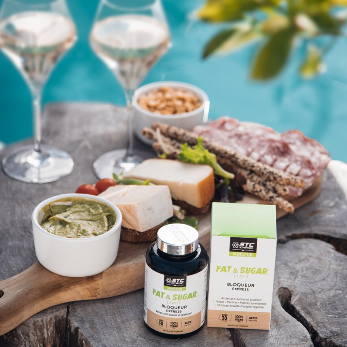 STC NUTRITION - Fat & Sugar Limit - Complément alimentaire à base de Nopal, Thé vert, Gymnema & Chitosan - Bloque les sucres et graisses - Favorise la satiété - Vegan - Cure 30 jours