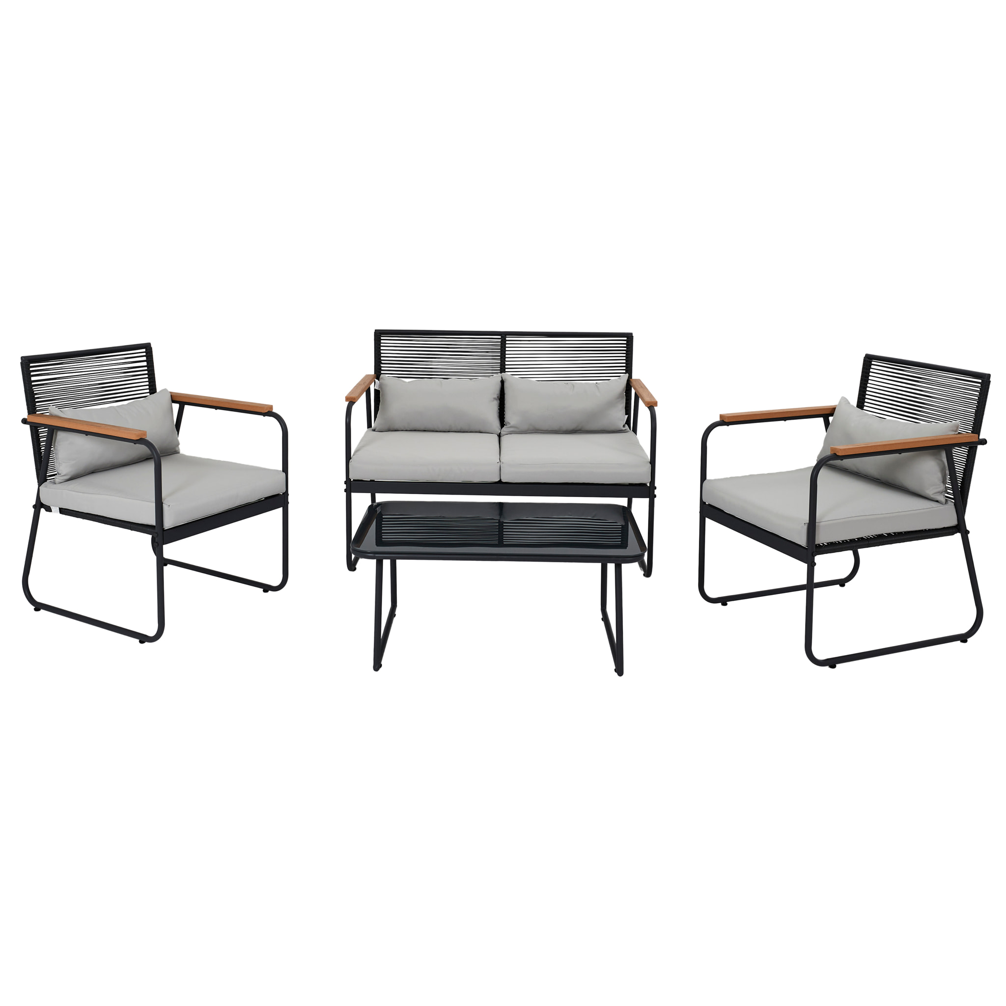 Salon De Jardin Palma Gris 4 Pieces