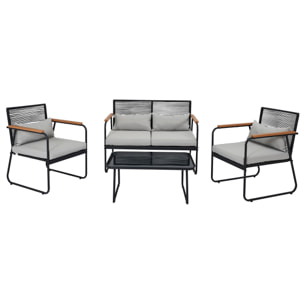 Salon De Jardin Palma Gris 4 Pieces