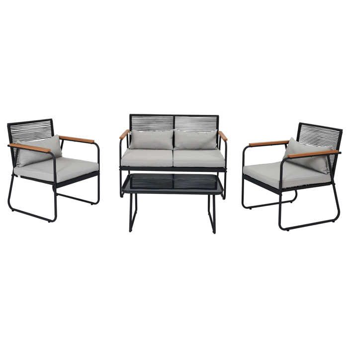 Salon De Jardin Palma Gris 4 Pieces