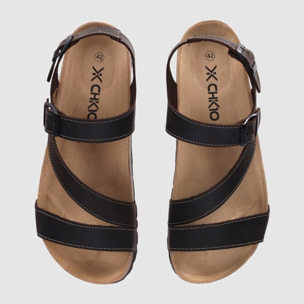 Sandalias de Piel - Marron - Tacón: Bajo