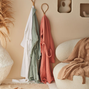 Peignoir uni en gaze de coton, BONHEUR, Rose