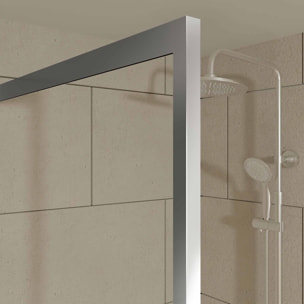 Retour pour Paroi pour douche - 80x200 cm - Profilés Chrome - verre transparent 6mm - CHROMED CRUSH