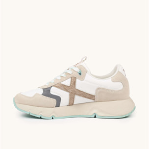 Zapatilla Deportiva Casual en Tonos Neutros y Verde Agua MUNICH MAMBA 09