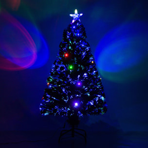 HomCom Albero di Natale 120cm con 130 Rami in Fibra Ottica e PVC e 16 luci LED