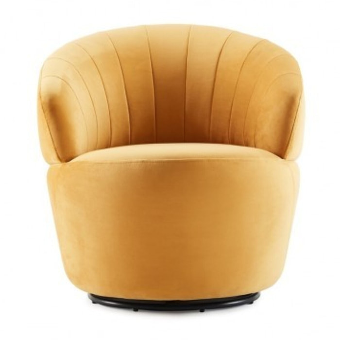 Fauteuil rond pivotant en velours - ROMANE