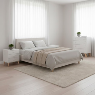 Comò A 4 Cassetti Comodino Stile Scandinavo Cassettiera Settimino Per Camera da Letto Con Gambe Nordiche Guide Metalliche 77.5x40x95 Cm Bianco Opaco