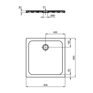Okyris+ 80x80cm receveur de douche ultra plat 4 cm en grès, traitement antidérapant, Blanc (P0202YK)