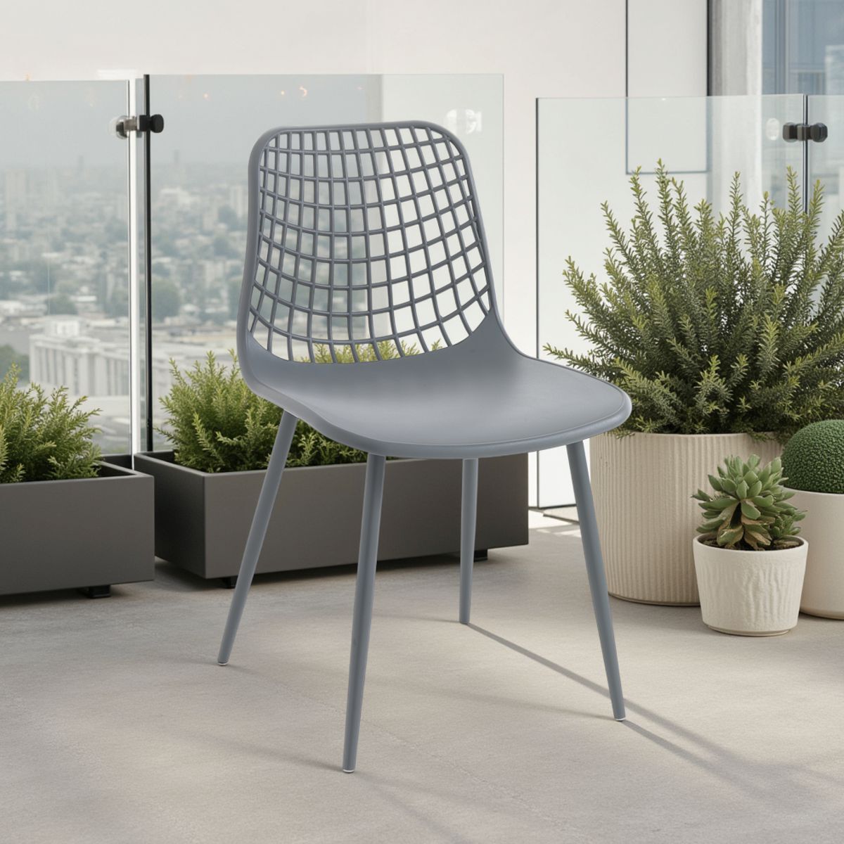 Tomasucci Lot de 4 Chaises intérieur / extérieur NAIROBI GRISes