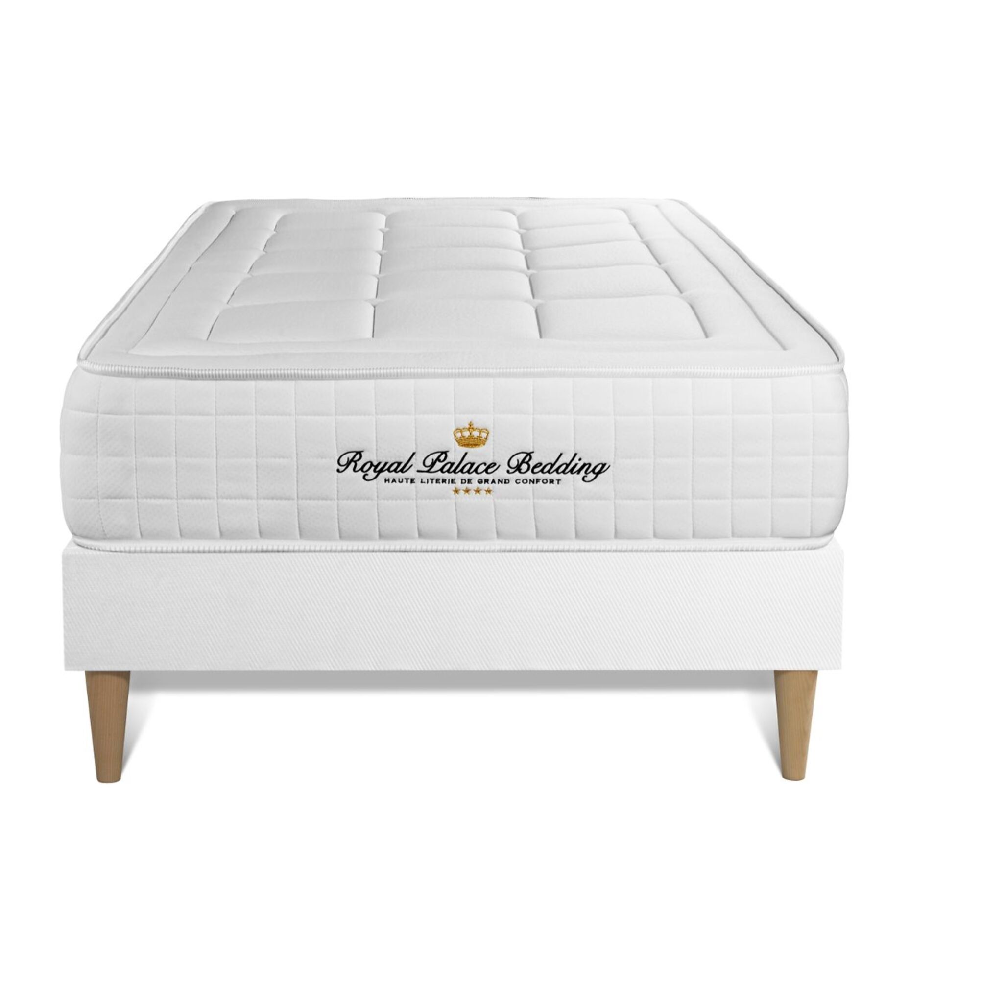 Ensemble - Matelas Mémoire de forme 24cm d'épaisseur - 3 zones de confort - Confort ferme - Sommier tapissier monobloc - 1 place