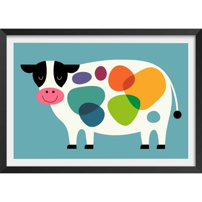 Affiche  happy milk ! Affiche + cadre en bois - Noir