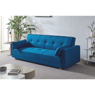 Canapé scandinave convertible 3 places en tissu bleu canard COOPER