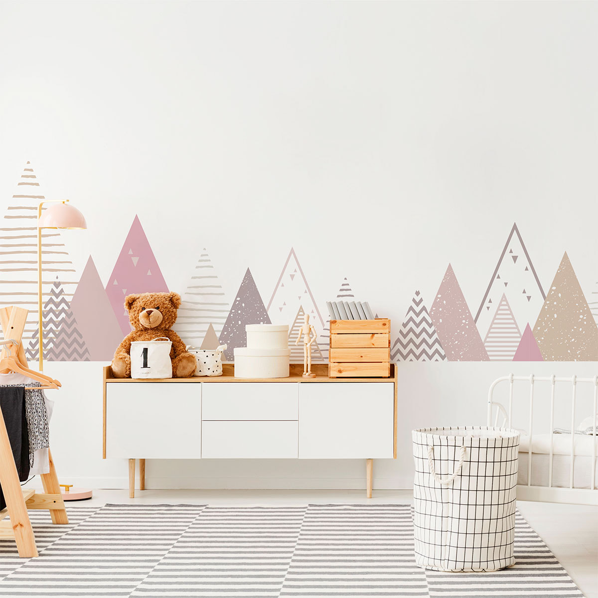 Stickers muraux enfants - Décoration chambre bébé - Autocollant Sticker mural géant enfant montagnes scandinaves MELINKA