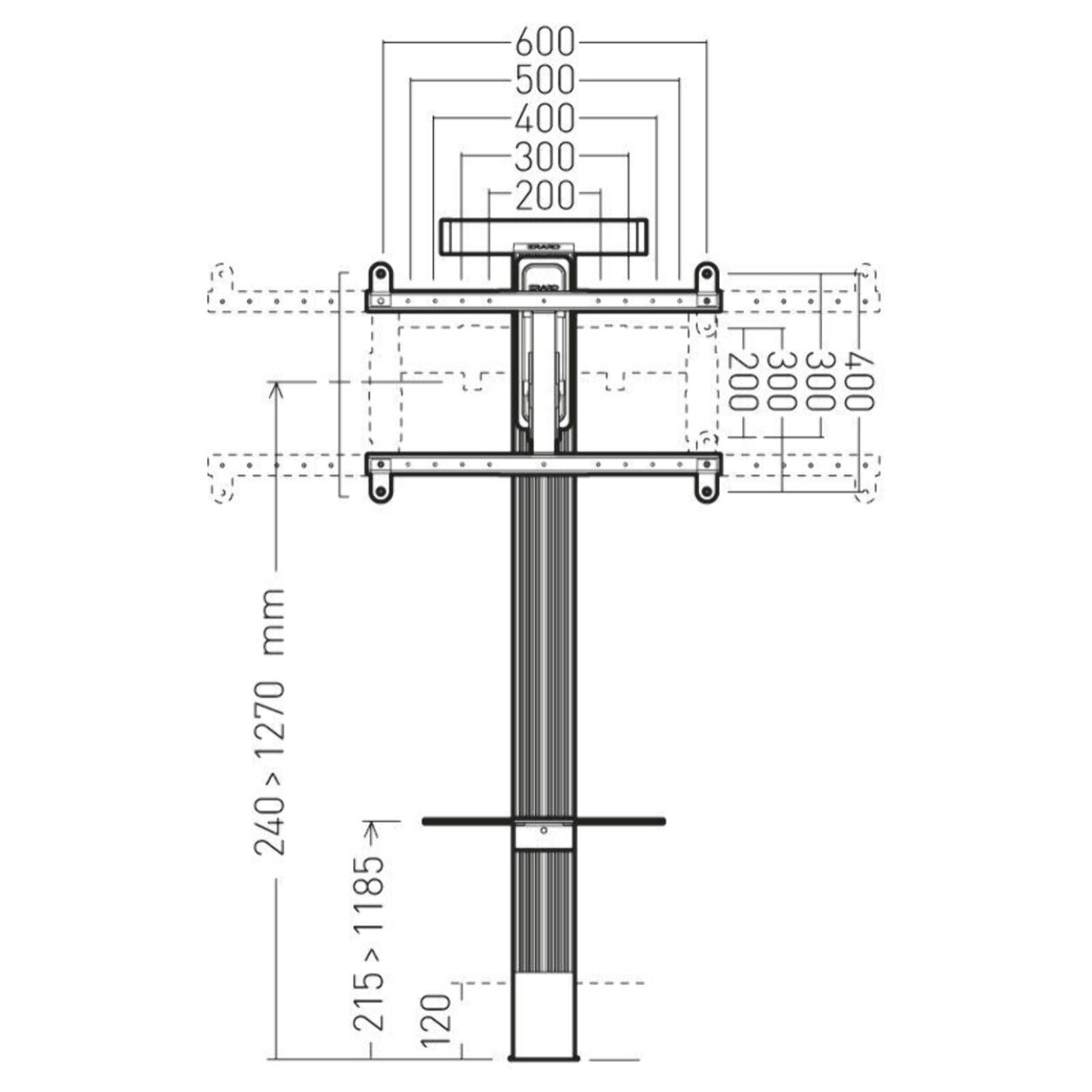 Support mural TV ERARD EXOSTAND 600