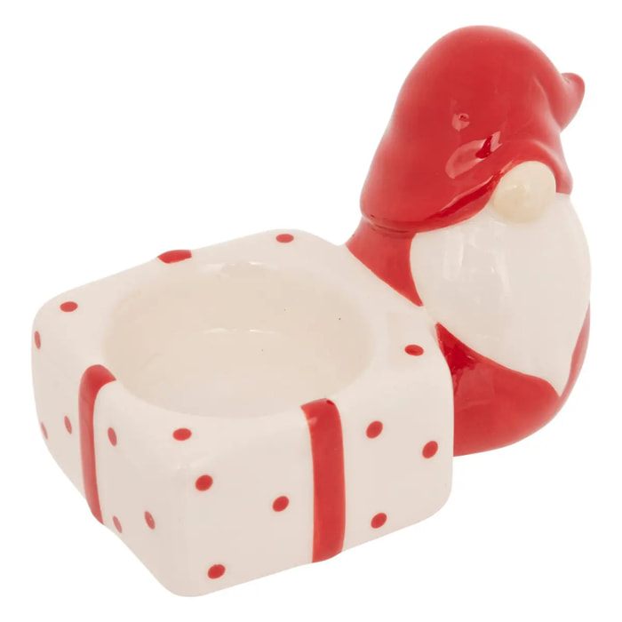 Photophone gnome avec cadeau céramique rouge et blanc