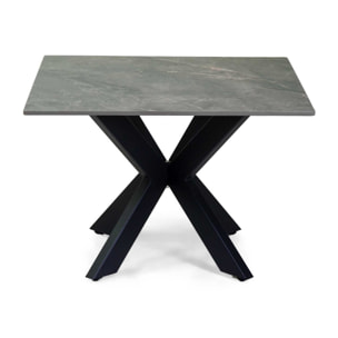 Tavolino Vacchetti in metallo con piano in pietra sinterizzata grigia cm65x65h45