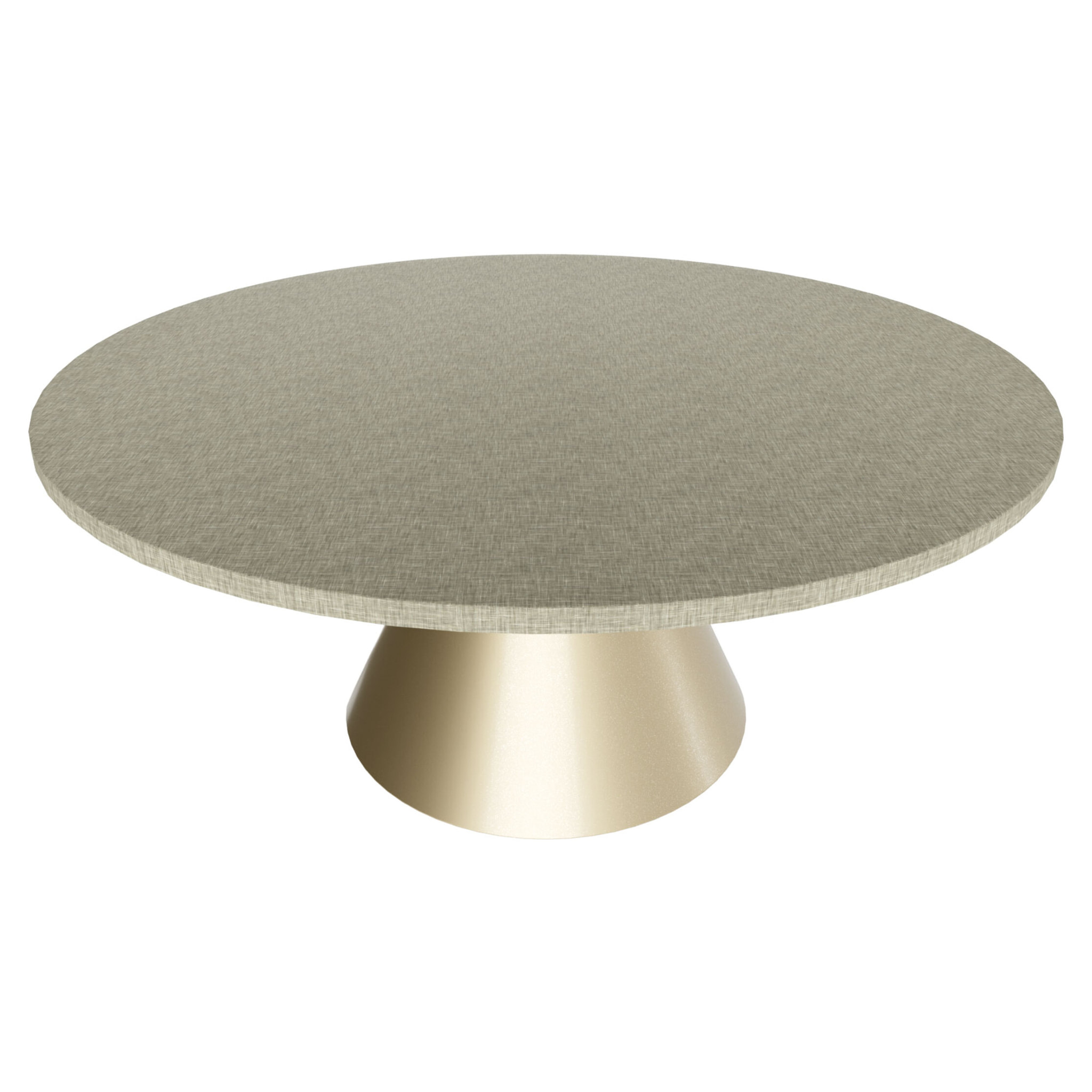 Artù Brass - Tavolo da pranzo rotondo ⌀ 120 cm in legno laminato con base a cono in metallo Grigio Testurizzato
