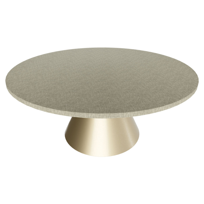 Artù Brass - Tavolo da pranzo rotondo ⌀ 120 cm in legno laminato con base a cono in metallo Grigio Testurizzato