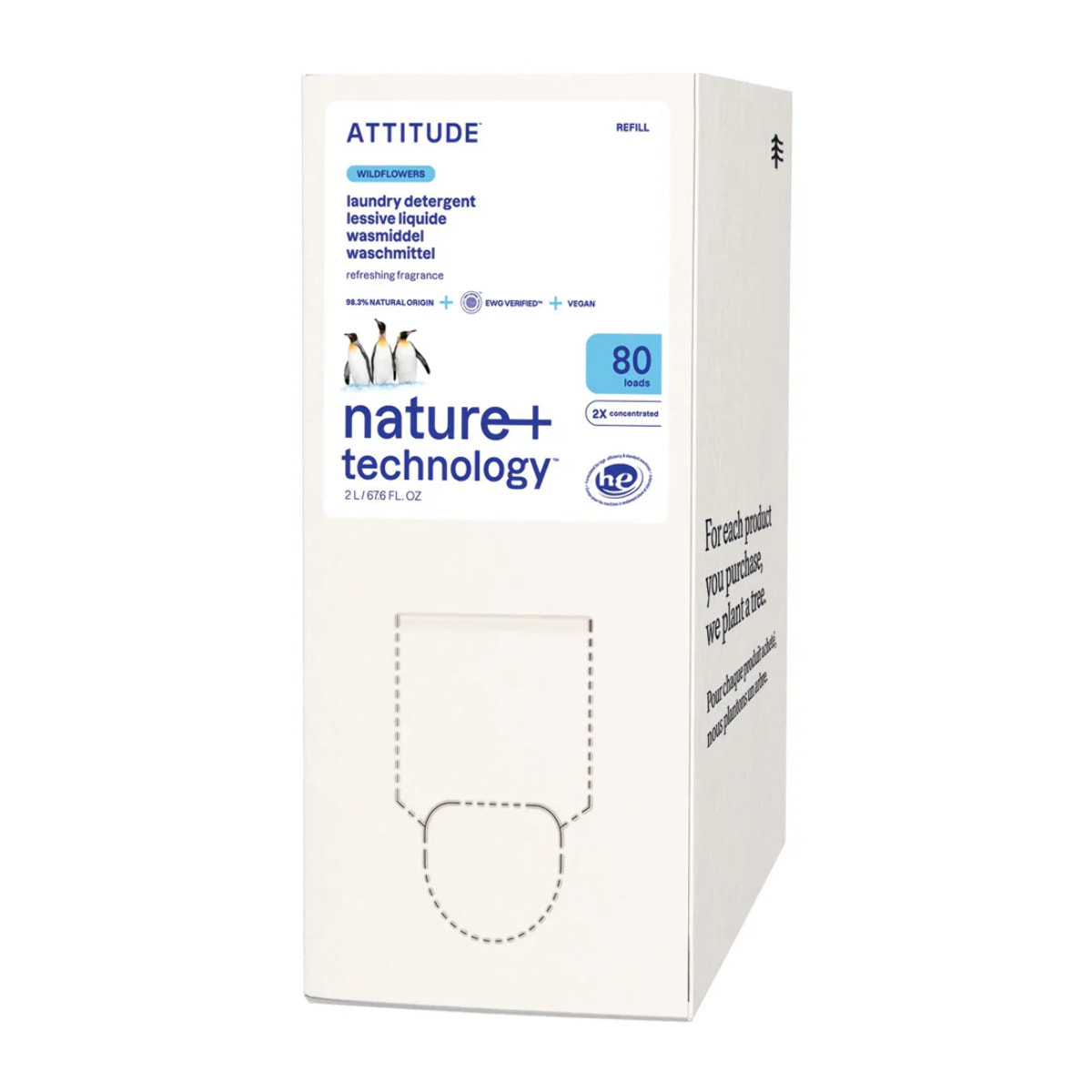 Eco-recambio de detergente para la ropa Flores silvestres Nature + technology 2 L 80 lavados