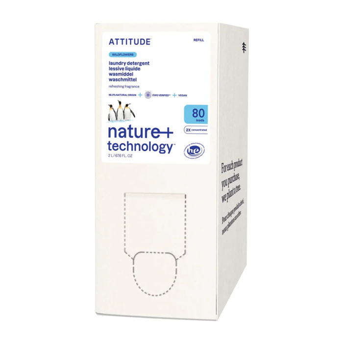 Eco-recambio de detergente para la ropa Flores silvestres Nature + technology 2 L 80 lavados