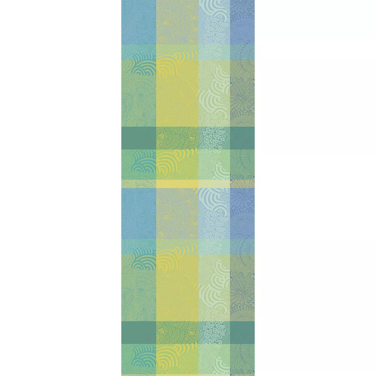 Chemin de table pur coton motif jacquard bleu Mille rainures atoll