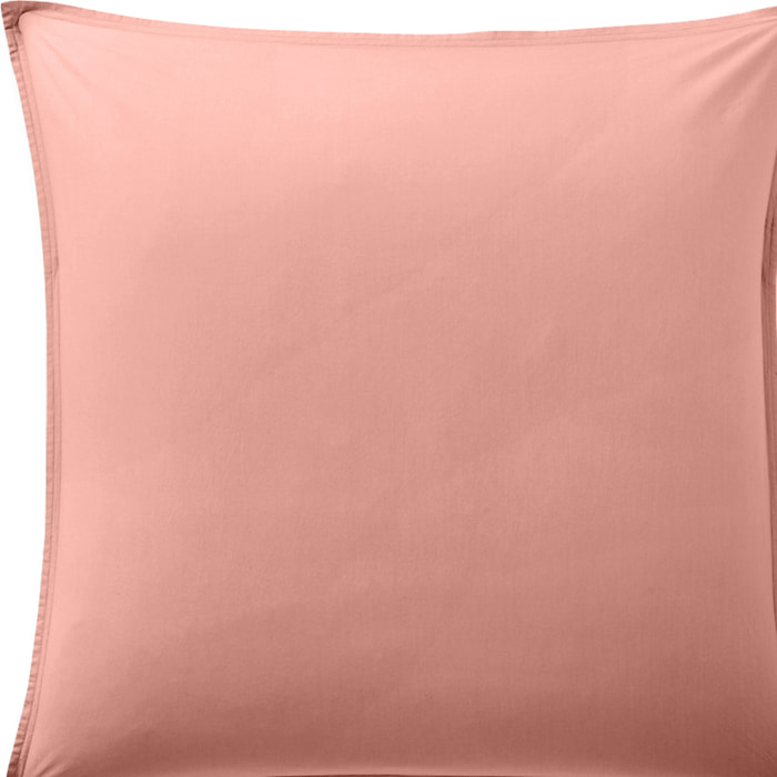 Paire de Taies d'oreiller avec volant 100% percale de coton lavé rose profond