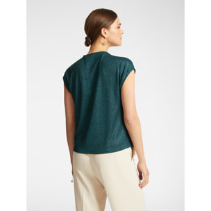 Elena Mirò - Camiseta de lurex con nudo delantero - Verde